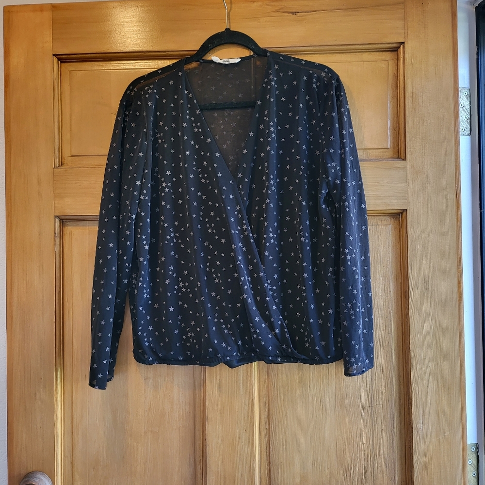 MNG Crossover Blouse Black with Stars XL